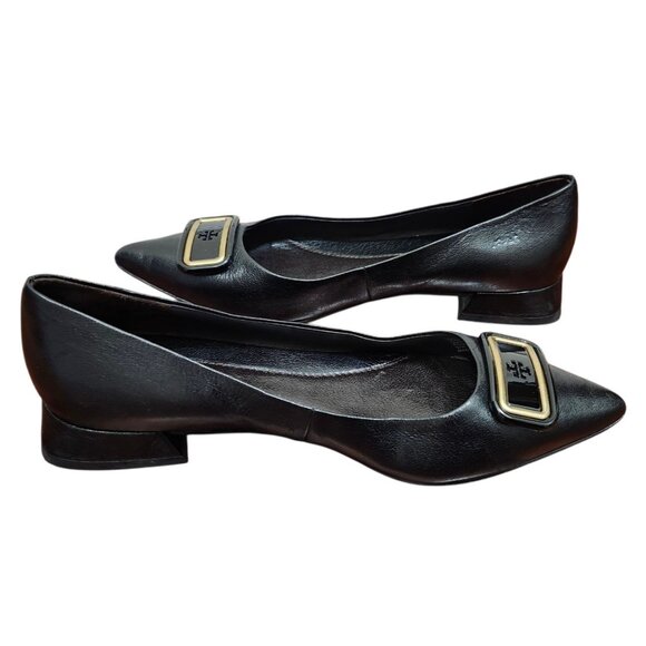 Tory Burch Georgia Point Toe Black Water Snake Heels Flats 6.5 - Picture 6 of 13